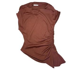ZARA High Neck Ruffle Top 🤎 Hi-Low Seam Style ✨ Size M